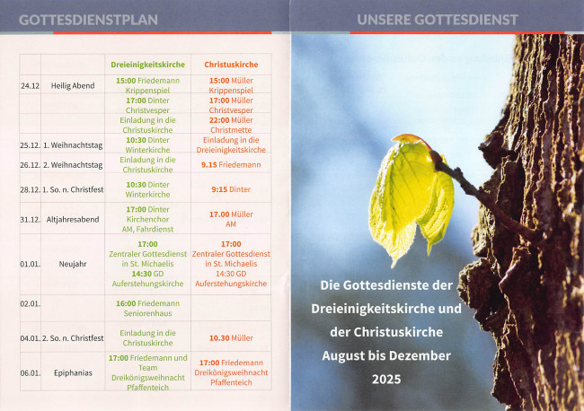 Unsere Gottesdienste bis zum Jahresende